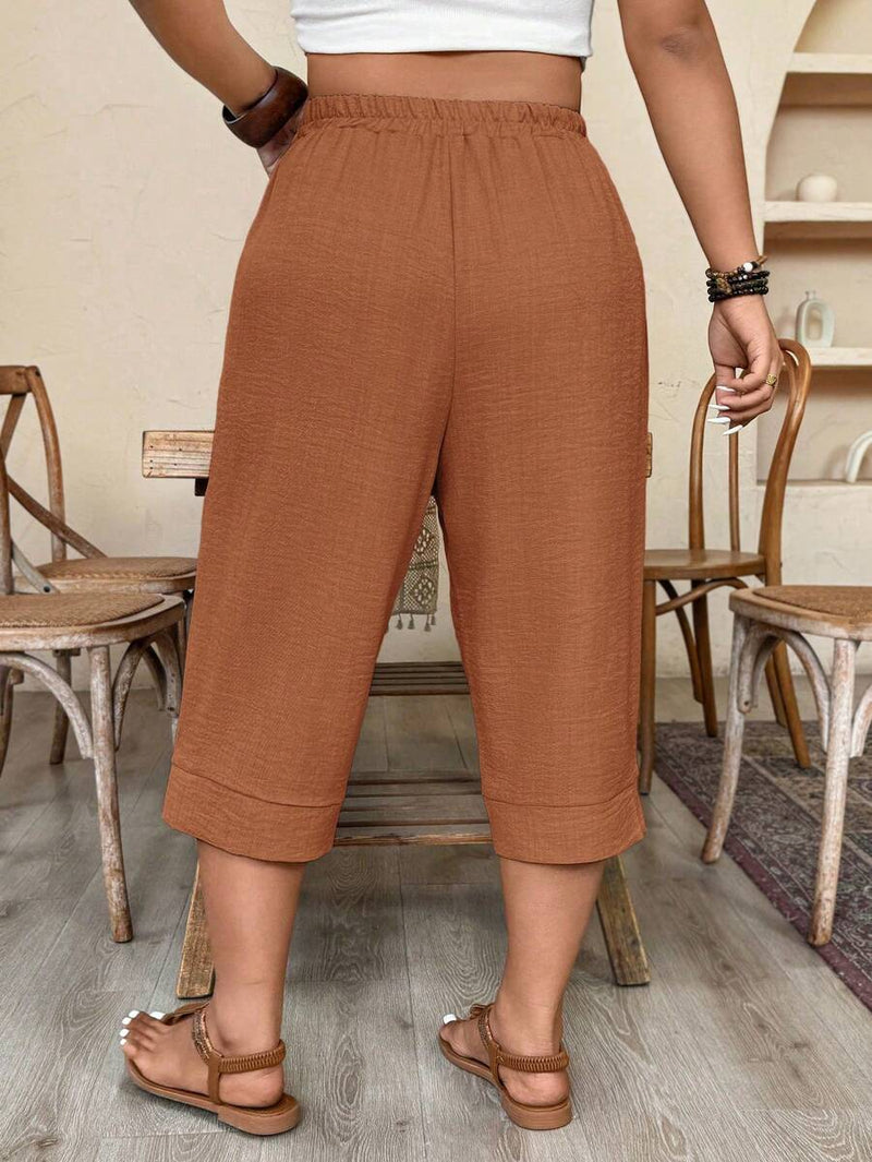 Calça Feminina de Imitação de Linho - Tayla. Plus Size