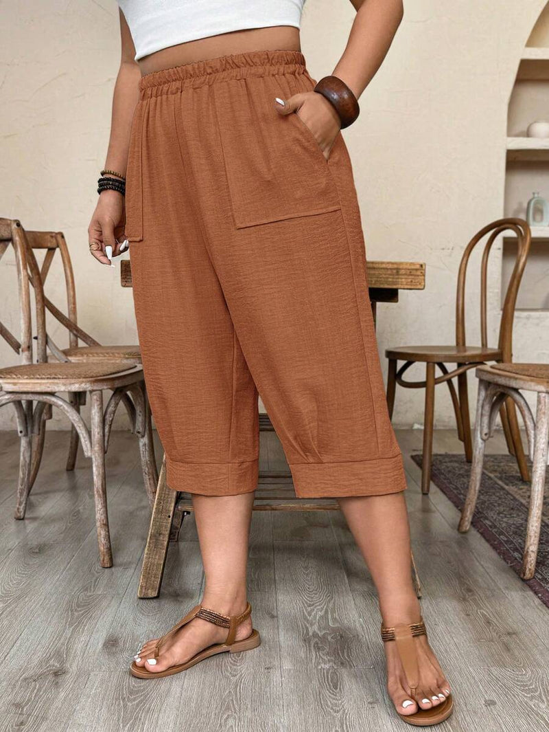 Calça Feminina de Imitação de Linho - Tayla. Plus Size