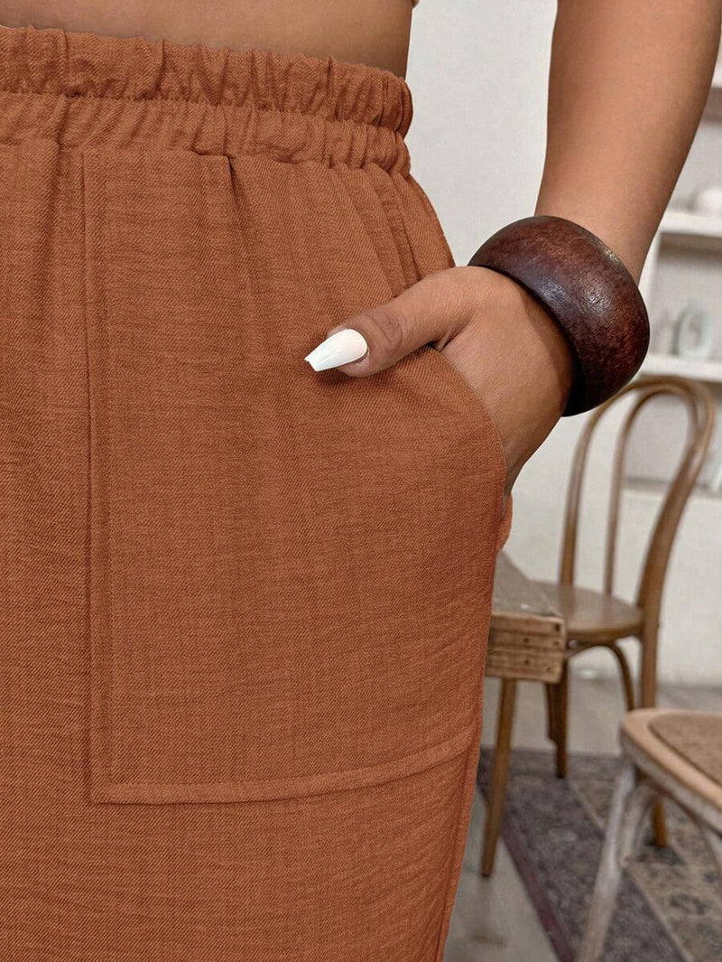 Calça Feminina de Imitação de Linho - Tayla. Plus Size