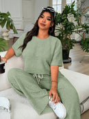 Conjunto Feminino de 2 peças Blusa e Calça - Celeste. Plus Size