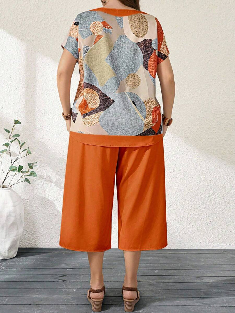 Conjunto Feminino de 2 Peças Calça Capri e Blusa - Izabel. Plus Size