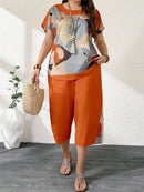 Conjunto Feminino de 2 Peças Calça Capri e Blusa - Izabel. Plus Size