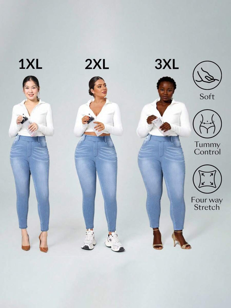 Calça Jeans Feminina Com Cintura Elástica - Diana. Plus Size