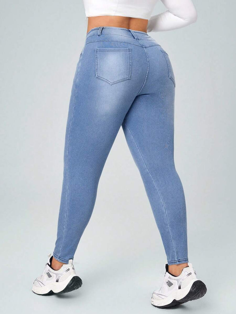 Calça Jeans Feminina Com Cintura Elástica - Diana. Plus Size
