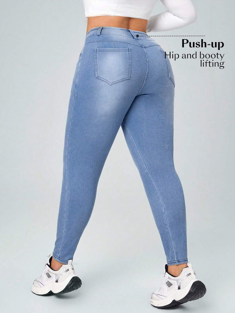 Calça Jeans Feminina Com Cintura Elástica - Diana. Plus Size