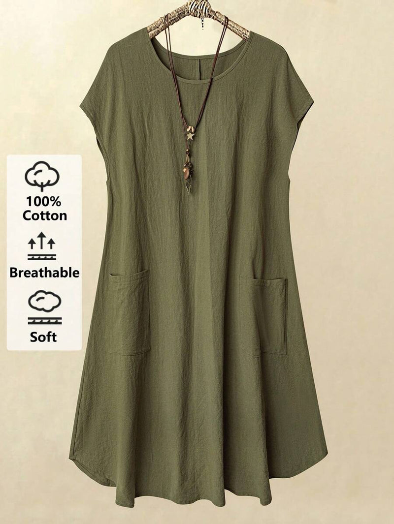 Vestido Feminino Casual de Manga Curta - Camille. Plus Size