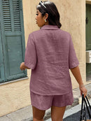 Conjunto 2 peças Feminino com Jaqueta de Gola Xale e Shorts - Mavie. Plus Size