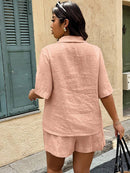 Conjunto 2 peças Feminino com Jaqueta de Gola Xale e Shorts - Mavie. Plus Size