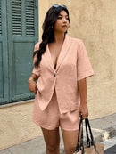 Conjunto 2 peças Feminino com Jaqueta de Gola Xale e Shorts - Mavie. Plus Size