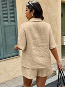 Conjunto 2 peças Feminino com Jaqueta de Gola Xale e Shorts - Mavie. Plus Size