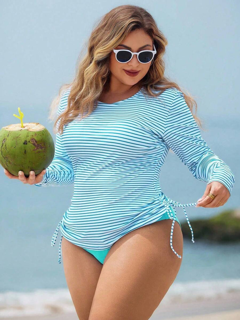 Conjunto de Tankini Feminino 2 peças de Manga Longa - Ceila. Plus Size