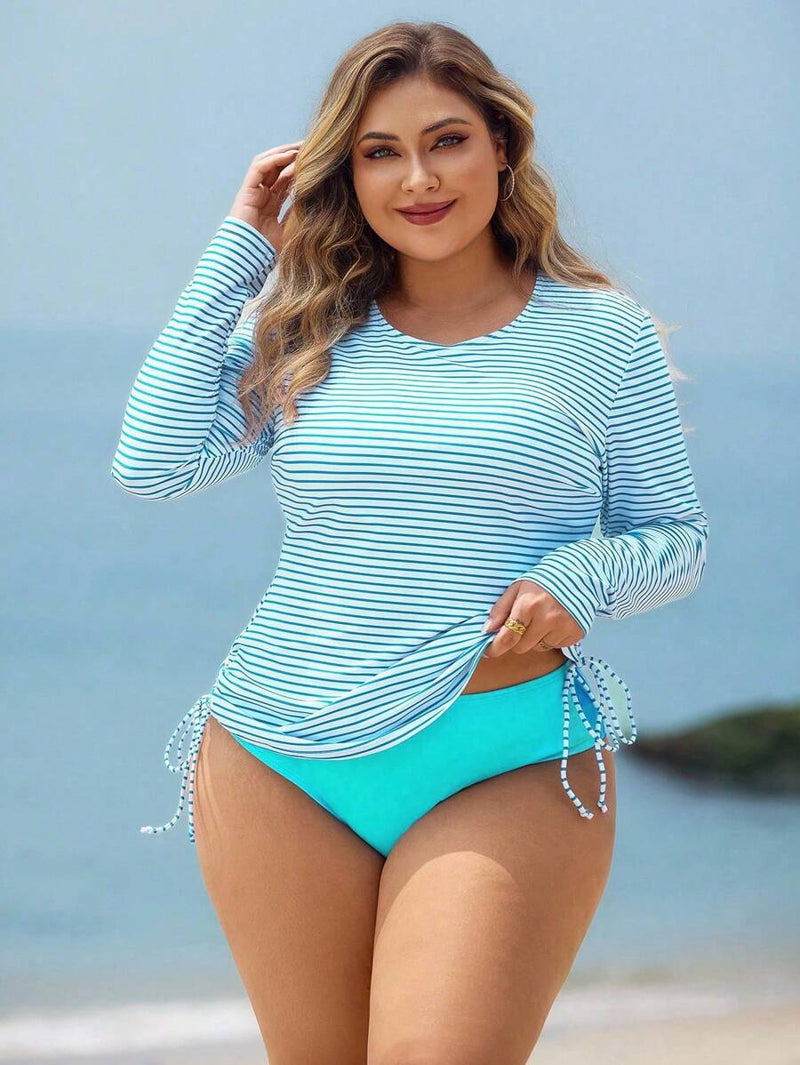 Conjunto de Tankini Feminino 2 peças de Manga Longa - Ceila. Plus Size