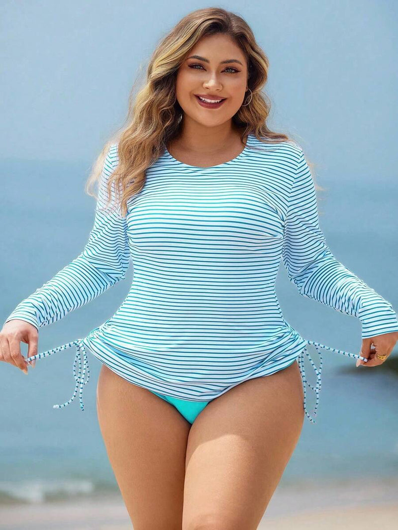 Conjunto de Tankini Feminino 2 peças de Manga Longa - Ceila. Plus Size