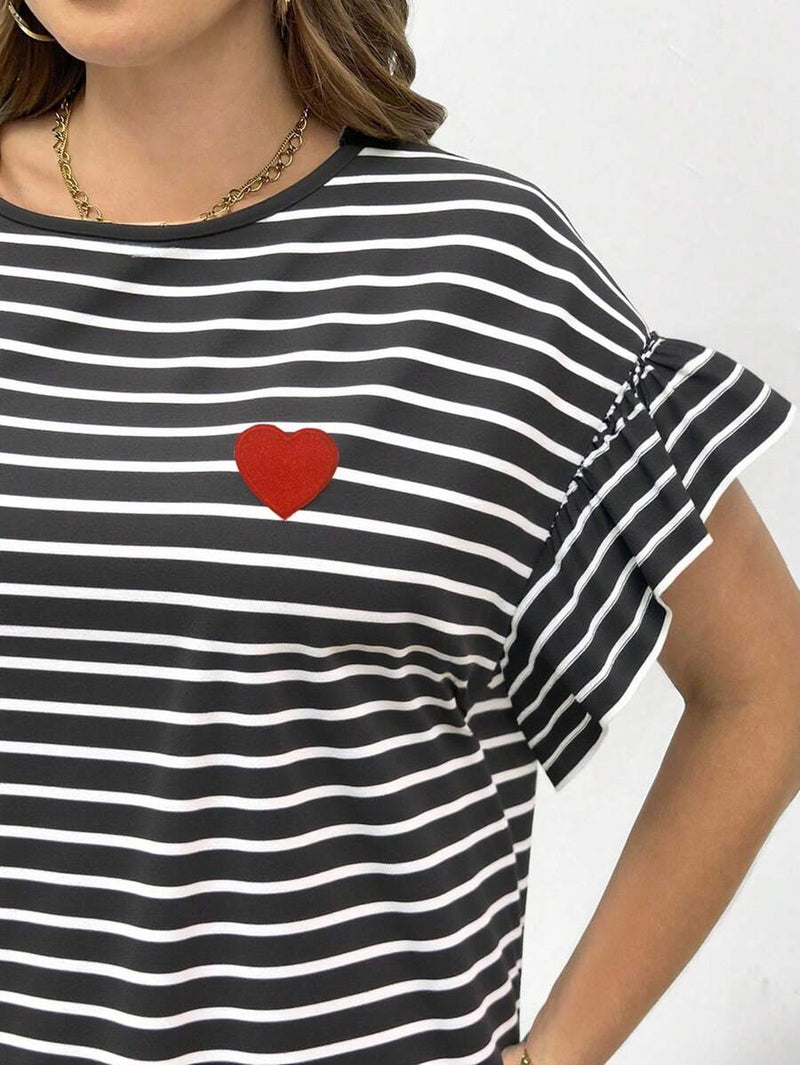 Vestido Feminino Midi Listrado com Babados - Amélie. Plus Size