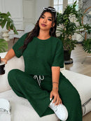 Conjunto Feminino de 2 peças Blusa e Calça - Celeste. Plus Size