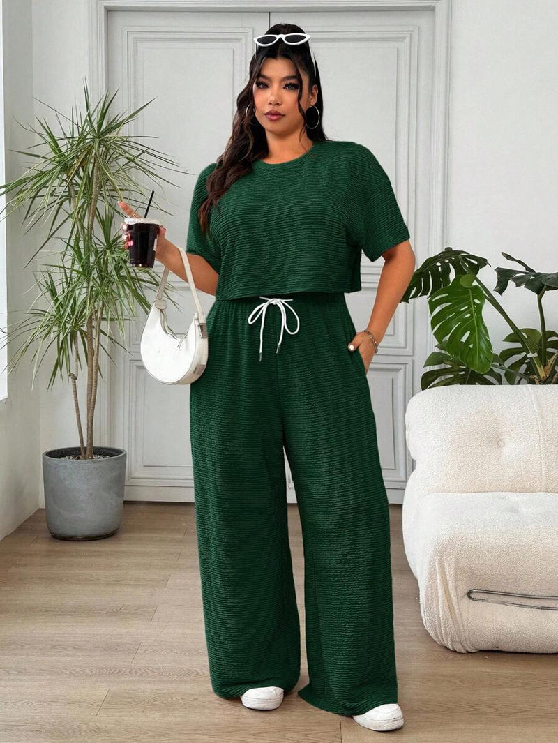 Conjunto Feminino de 2 peças Blusa e Calça - Celeste. Plus Size