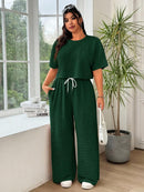 Conjunto Feminino de 2 peças Blusa e Calça - Celeste. Plus Size