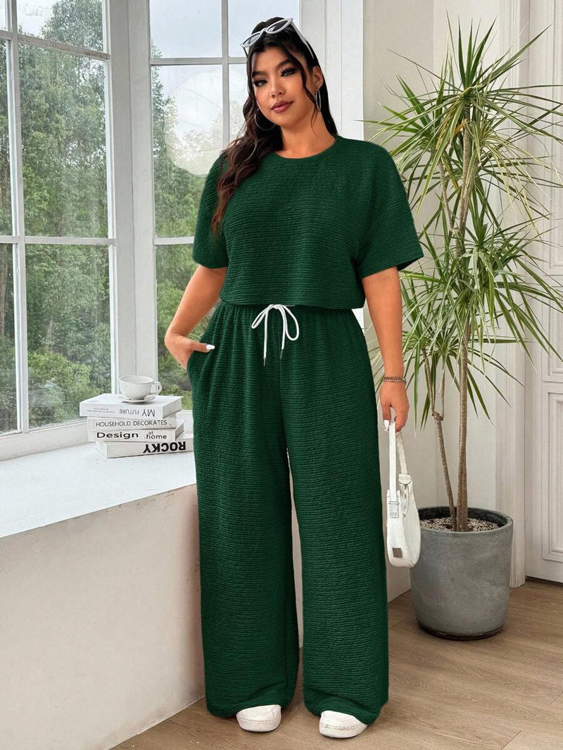 Conjunto Feminino de 2 peças Blusa e Calça - Celeste. Plus Size