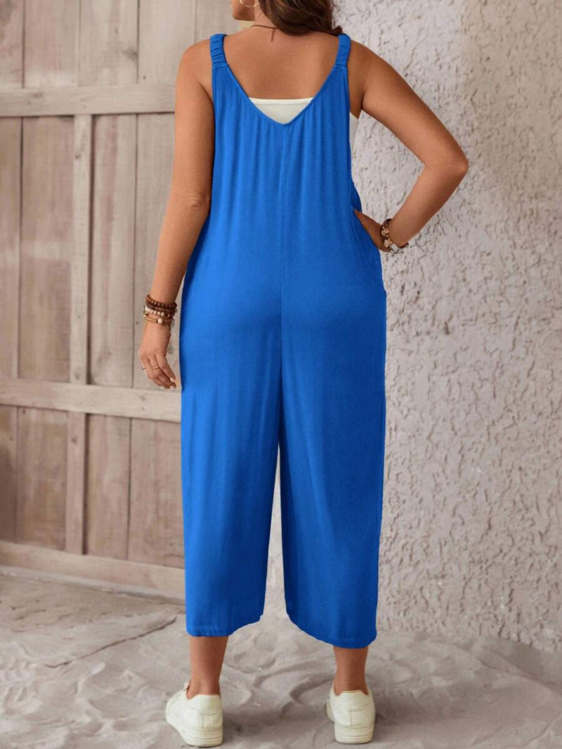 Macacão Feminino sem mangas e Botão Frontal - Luana. Plus Size