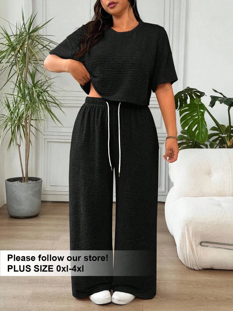 Conjunto Feminino de 2 peças Blusa e Calça - Celeste. Plus Size