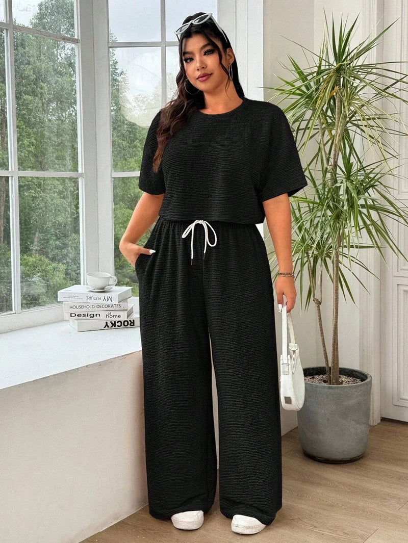 Conjunto Feminino de 2 peças Blusa e Calça - Celeste. Plus Size