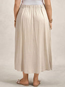 Saia Feminina de Algodão Comprimento Médio com Botões - Rossela. Plus Size