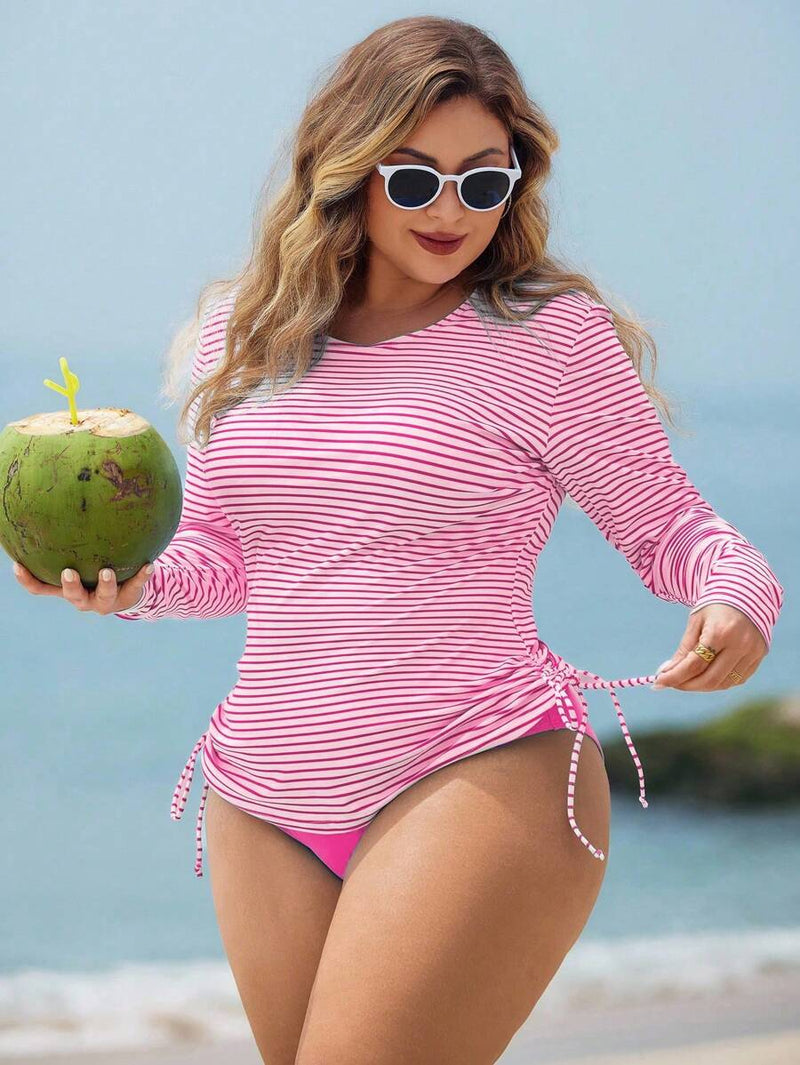 Conjunto de Tankini Feminino 2 peças de Manga Longa - Ceila. Plus Size