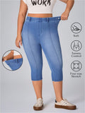 Calça Capri Jeans em malha Feminina - Thais. Plus Size