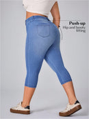 Calça Capri Jeans em malha Feminina - Thais. Plus Size