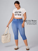 Calça Capri Jeans em malha Feminina - Thais. Plus Size