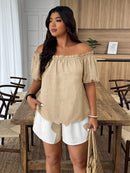 Conjunto Feminino de 2 peças Blusa com Ombro à Mostra - Nelita. Plus Size