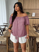 Conjunto Feminino de 2 peças Blusa com Ombro à Mostra - Nelita. Plus Size