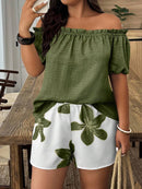 Conjunto Feminino de 2 peças Blusa com Ombro à Mostra - Nelita. Plus Size