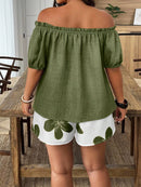 Conjunto Feminino de 2 peças Blusa com Ombro à Mostra - Nelita. Plus Size