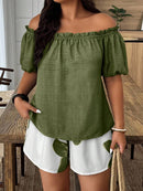 Conjunto Feminino de 2 peças Blusa com Ombro à Mostra - Nelita. Plus Size