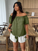 Conjunto Feminino de 2 peças Blusa com Ombro à Mostra - Nelita. Plus Size