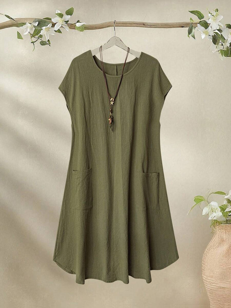 Vestido Feminino Casual de Manga Curta - Camille. Plus Size