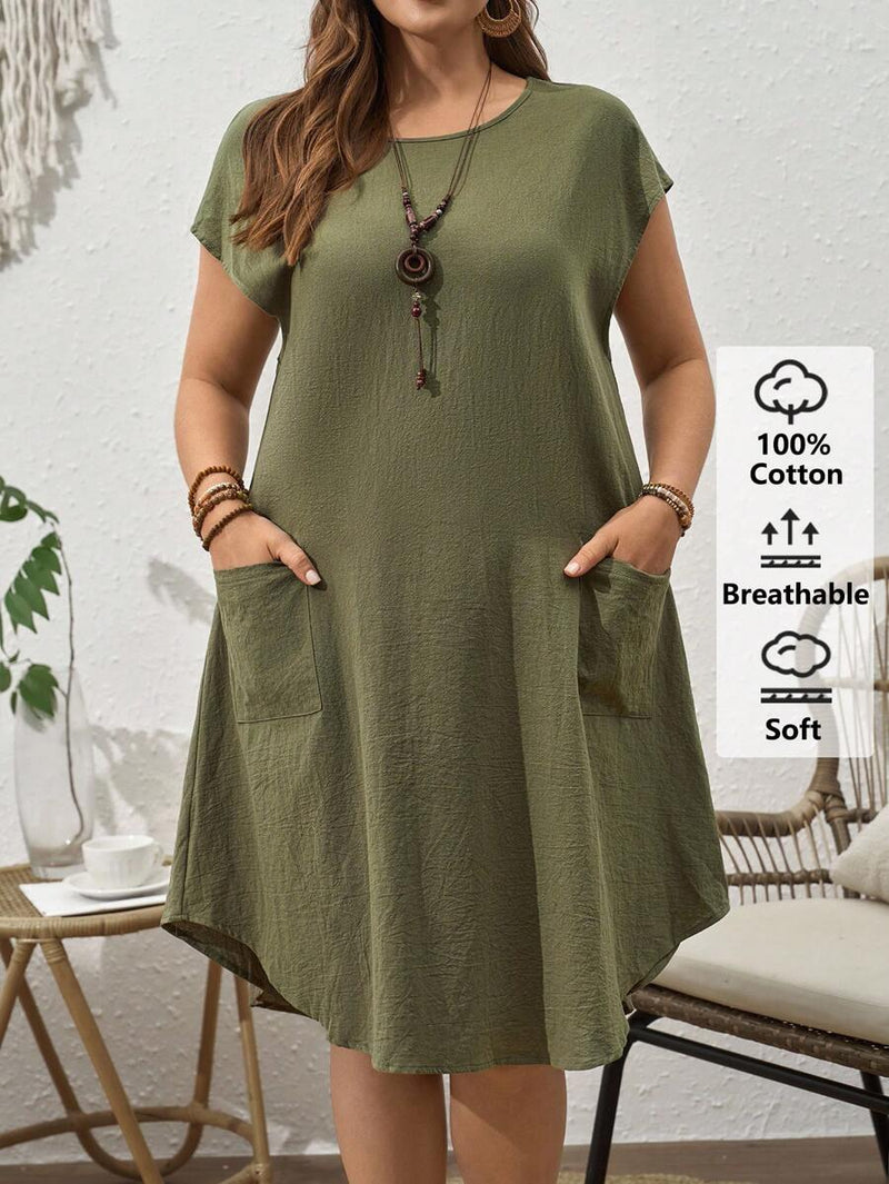 Vestido Feminino Casual de Manga Curta - Camille. Plus Size