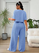 Conjunto Feminino de 2 peças Blusa e Calça - Celeste. Plus Size