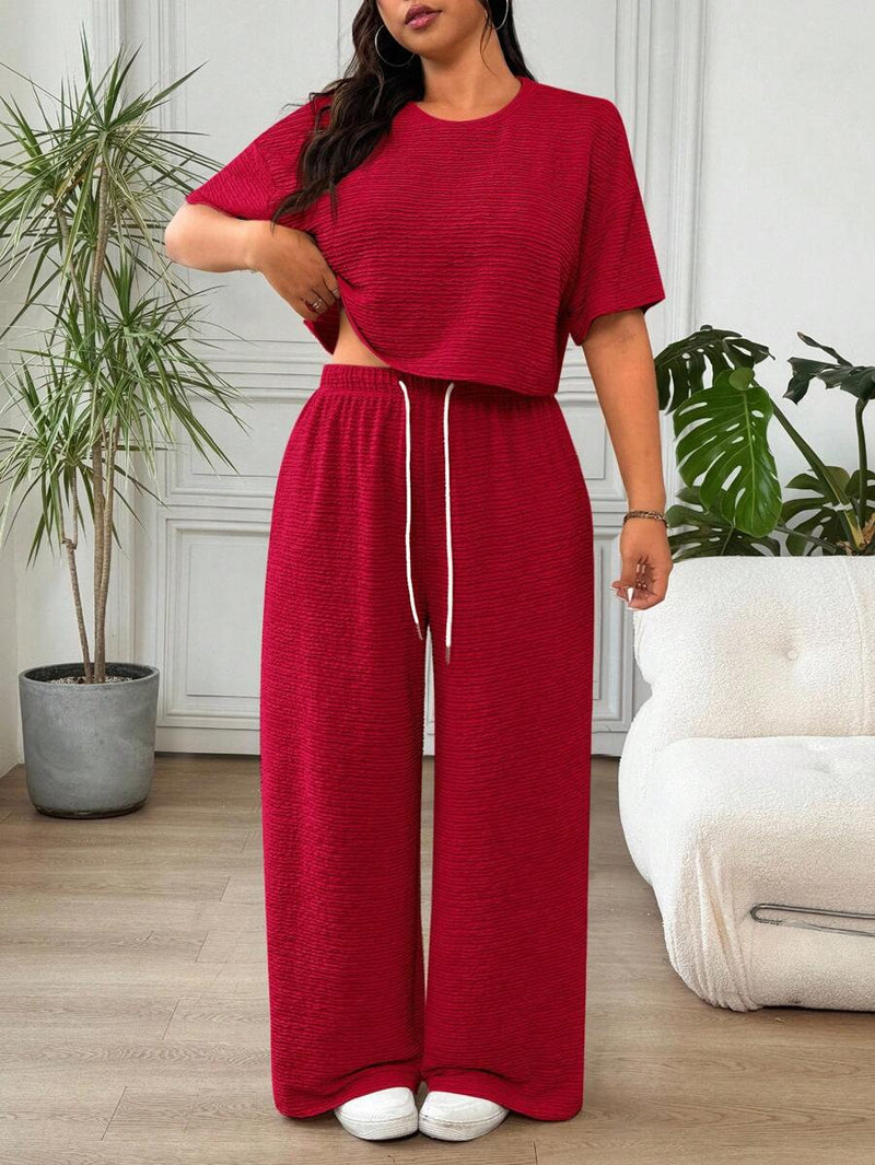 Conjunto Feminino de 2 peças Blusa e Calça - Celeste. Plus Size