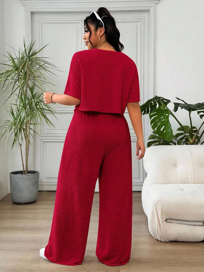 Conjunto Feminino de 2 peças Blusa e Calça - Celeste. Plus Size