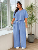 Conjunto Feminino de 2 peças Blusa e Calça - Celeste. Plus Size