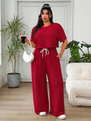 Conjunto Feminino de 2 peças Blusa e Calça - Celeste. Plus Size