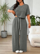 Conjunto Feminino de 2 peças Blusa e Calça - Celeste. Plus Size