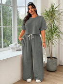 Conjunto Feminino de 2 peças Blusa e Calça - Celeste. Plus Size