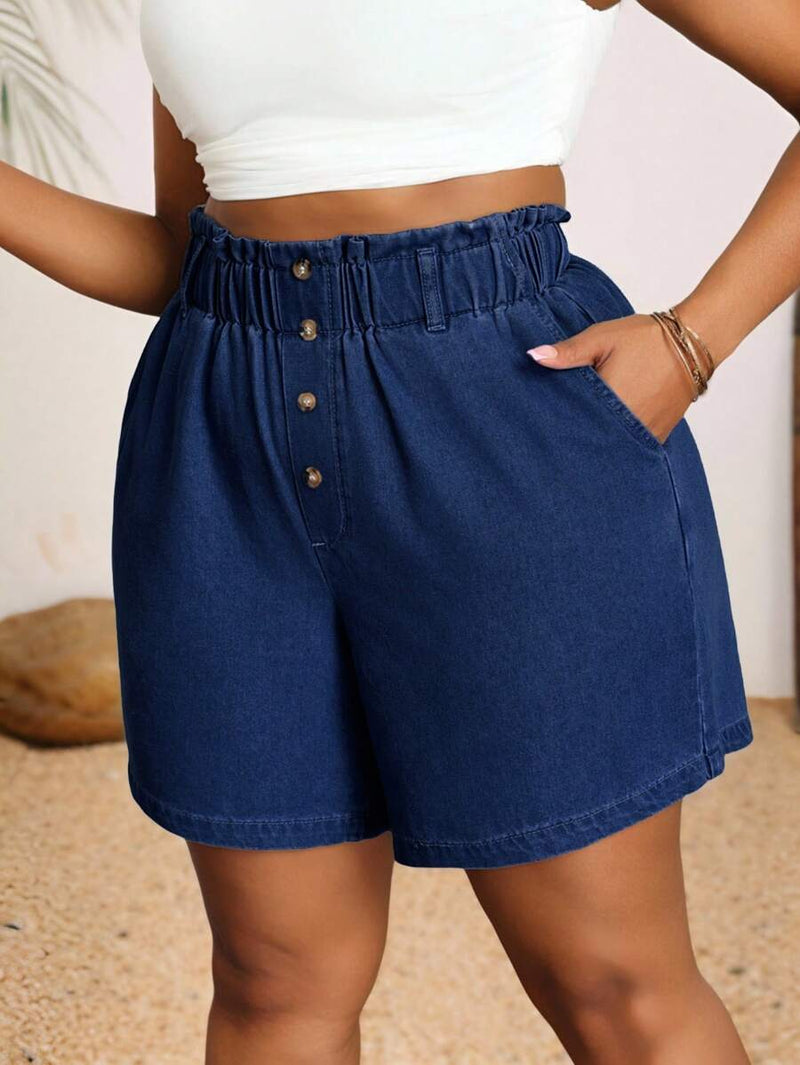 Shorts Jeans Feminino com Cintura Elástica - Heloísa . Plus Size