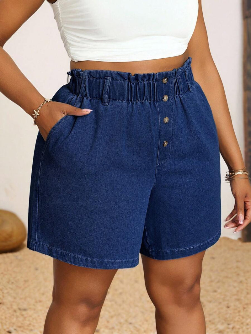 Shorts Jeans Feminino com Cintura Elástica - Heloísa . Plus Size