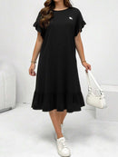 Vestido Feminino Midi Listrado com Babados - Amélie. Plus Size