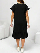 Vestido Feminino Midi Listrado com Babados - Amélie. Plus Size