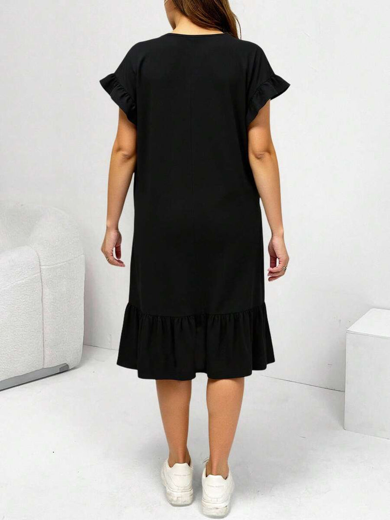 Vestido Feminino Midi Listrado com Babados - Amélie. Plus Size